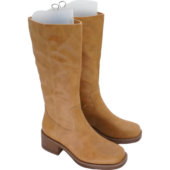 Women's Tan Square Toe Tall Boots US 7 M - Picture 4 of 6